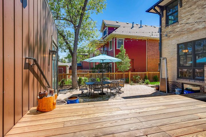 Patio of a Caliber custom home at 532 N High St in Denver