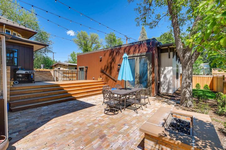 Patio of a Caliber custom home at 532 N High St in Denver