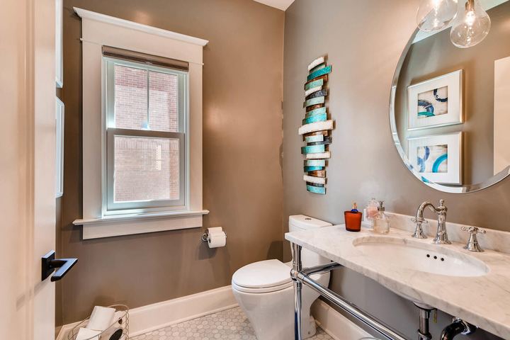 Powder Room of a Caliber custom home at 532 N High St in Denver