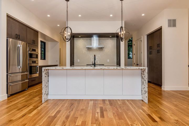 Kitchen of a Caliber custom home at 610 S Race St in Denver