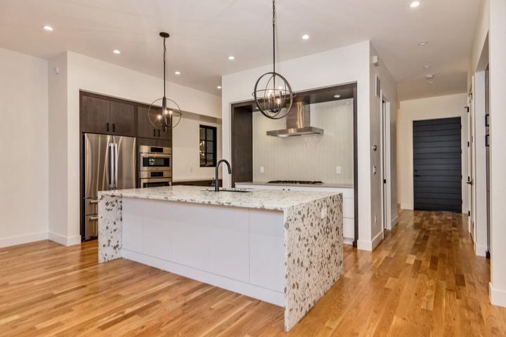 Kitchen of a Caliber custom home at 610 S Race St in Denver