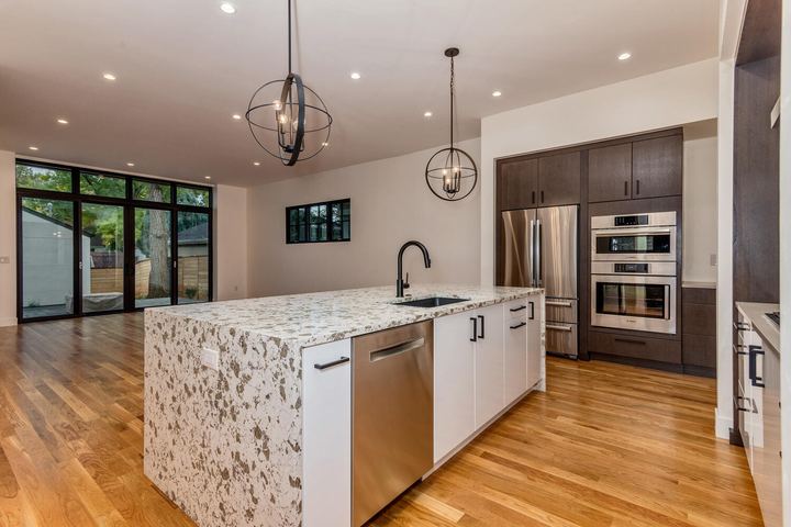 Kitchen of a Caliber custom home at 610 S Race St in Denver