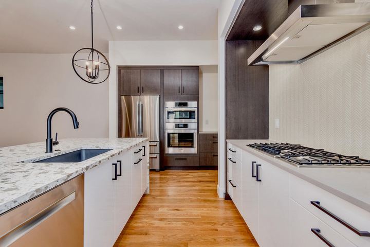 Kitchen of a Caliber custom home at 610 S Race St in Denver