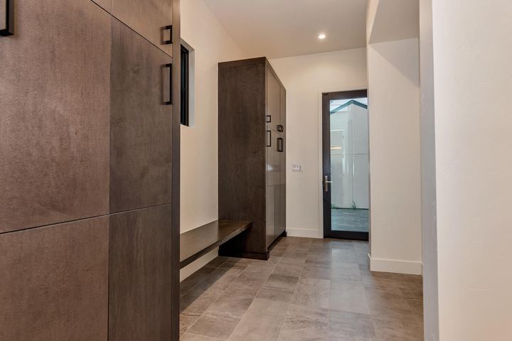 Mudroom of a Caliber custom home at 610 S Race St in Denver